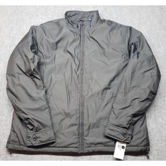 Chaps Jacket Mens 2XL Navy Gray Pockets Zipper Lined Hip Length Casual New